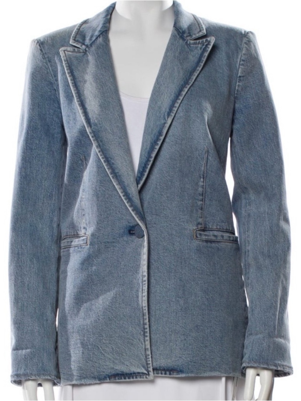 Alice + Olivia Denim Blazer Jacket — Light Wash, Size M